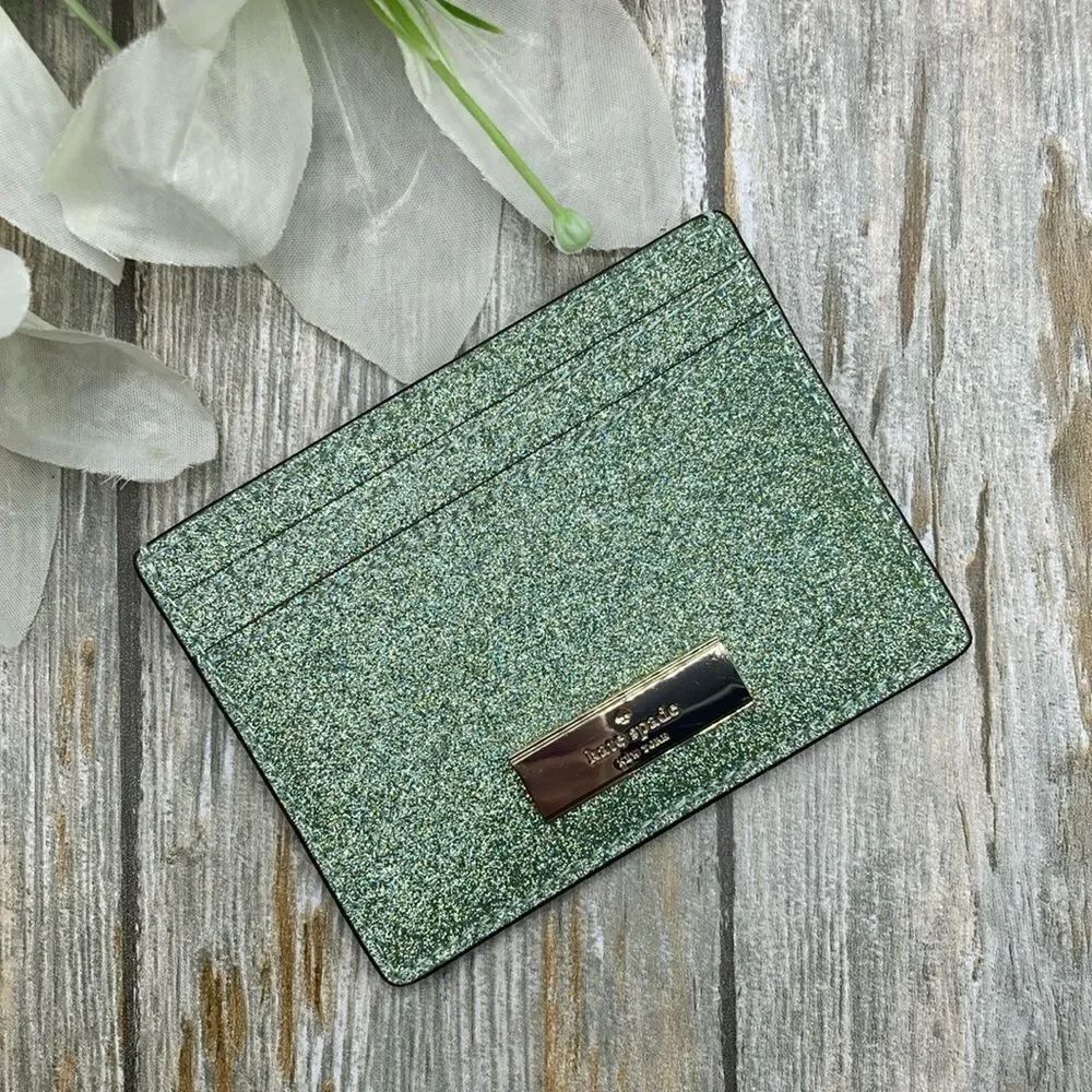 Kate Spade Kenzie Boxed Glitter Small Cardholder Wallet Bag Purse